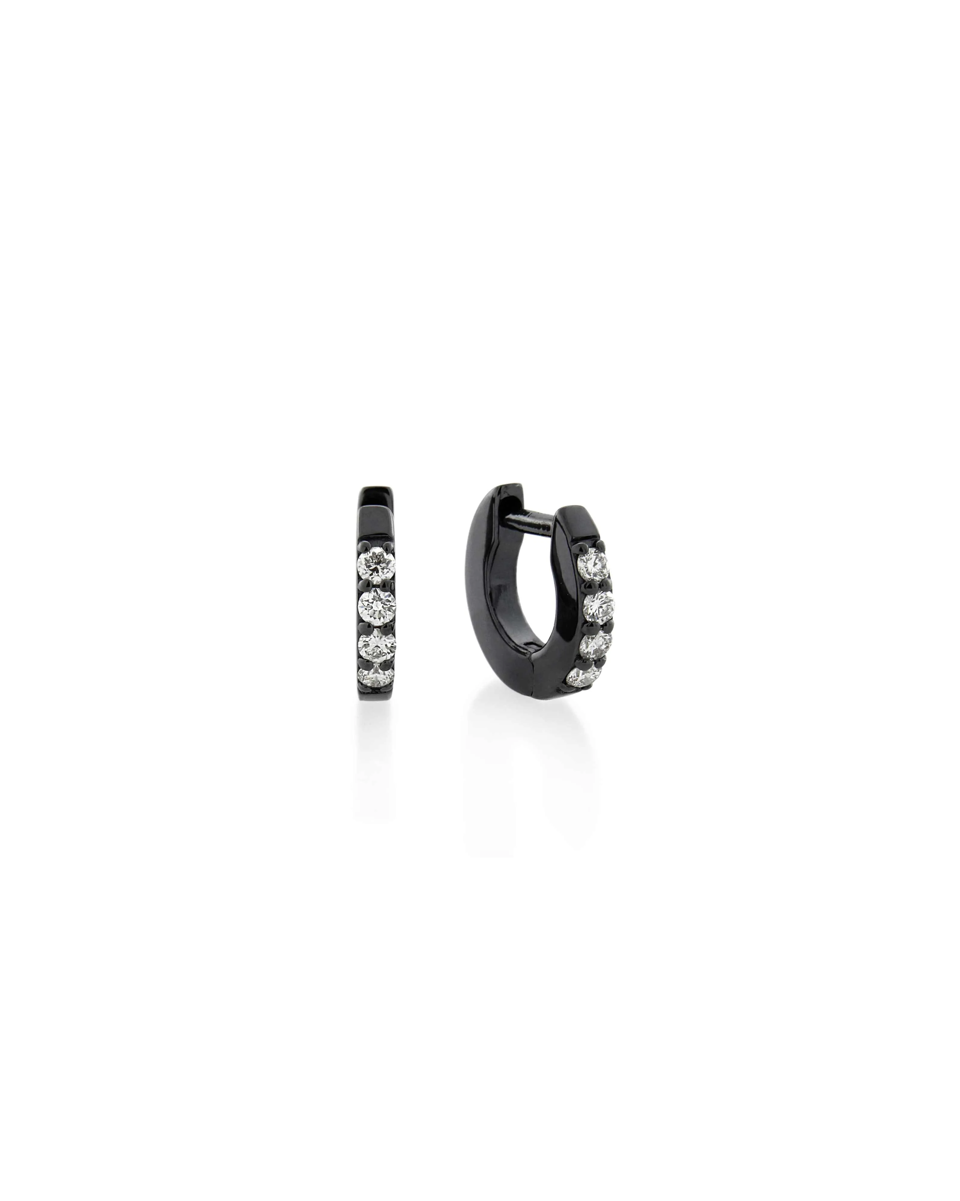 Black Rhodium & White Diamond Huggie - Small