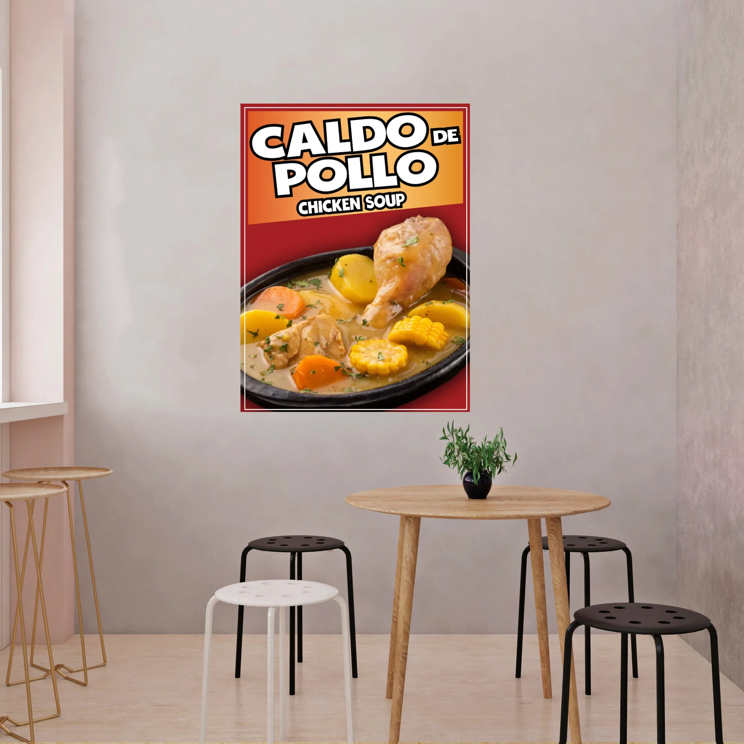 Caldo de Pollo Sticker Window Decal Truck Concession Vinyl Restaurant Wall poster Sticker Food Decal Mini Chicken Soup Signs