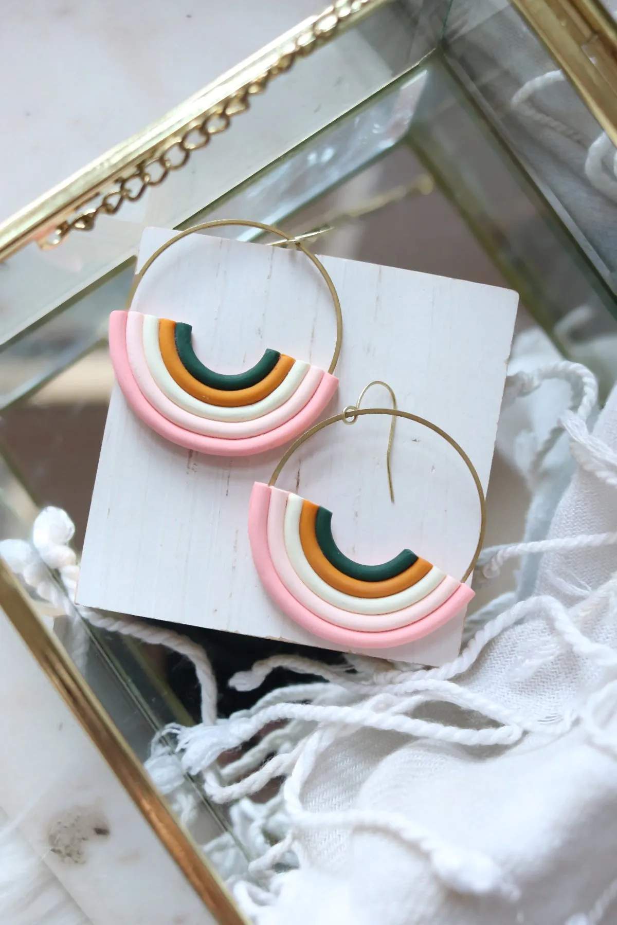 Carry On Polymer Clay Hoop Earrings in Peaches