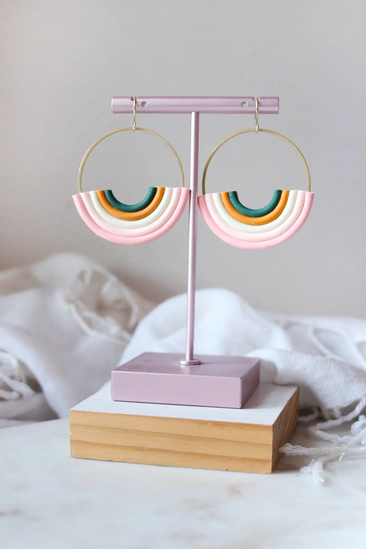 Carry On Polymer Clay Hoop Earrings in Peaches