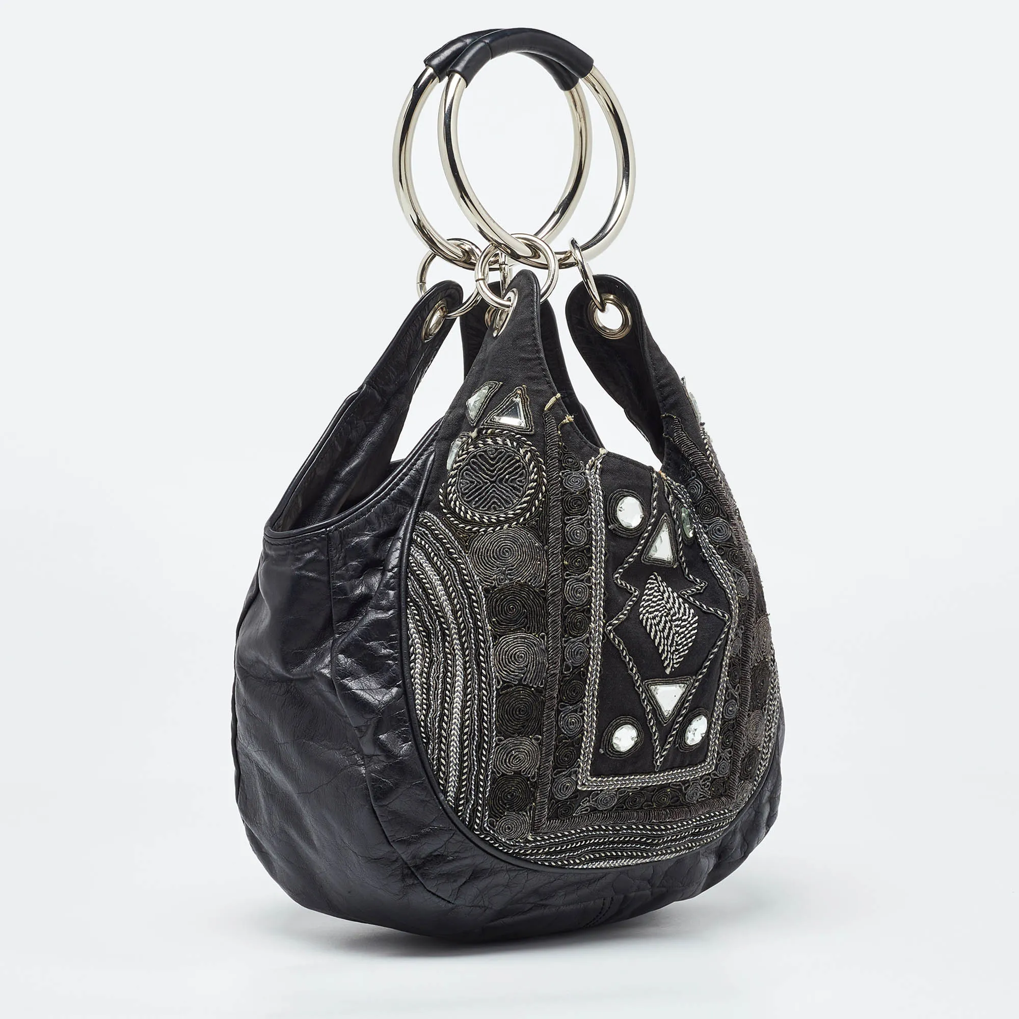 Chloe  Leather Embellished Ring Handle Hobo