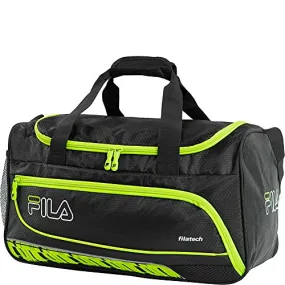 Fila Lasers Small Sports Duffel Gym Bag, Black/Neon Lime, One Size