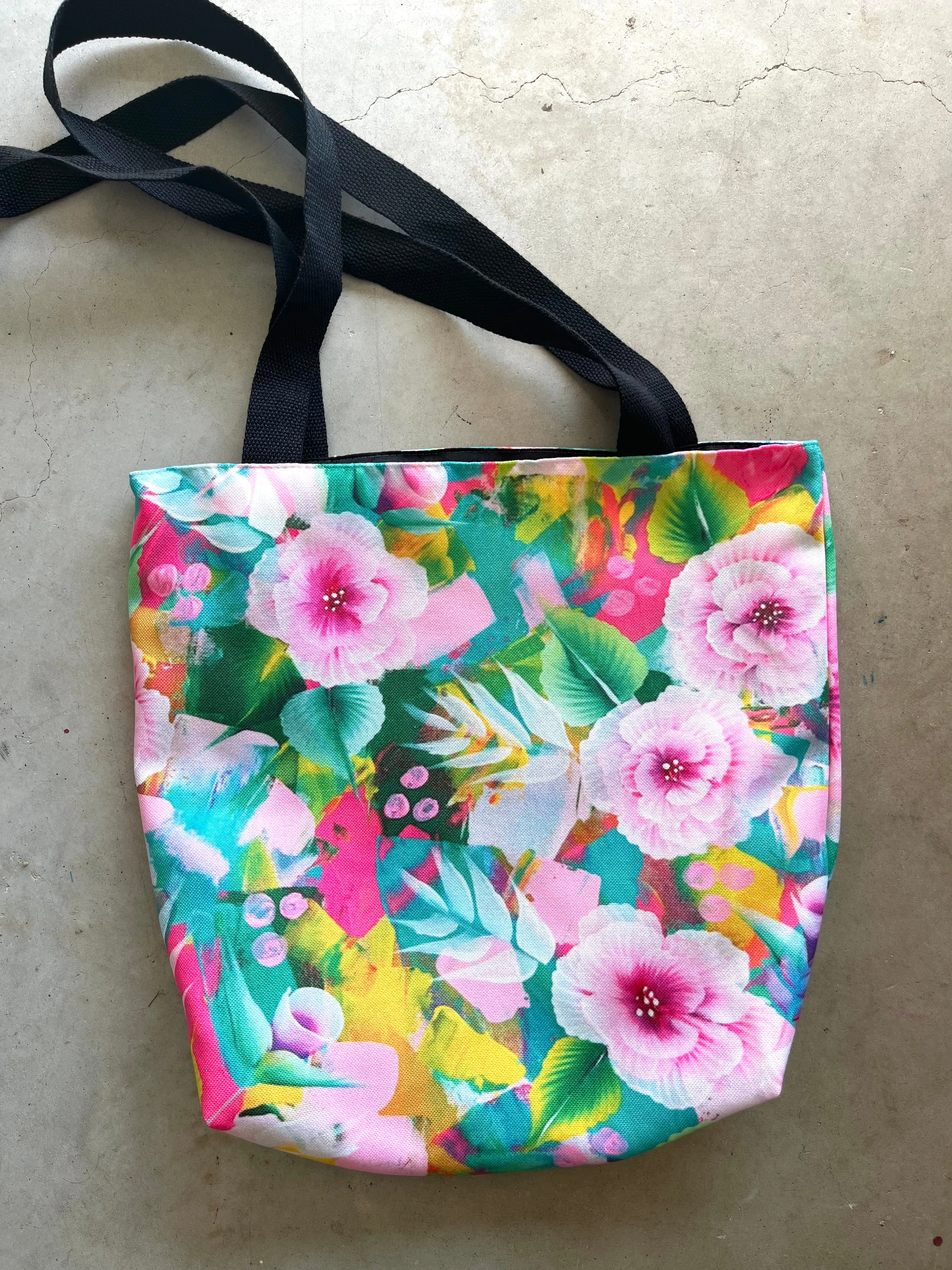 Fluro Flowers Arty Tote Bags (SMALL)