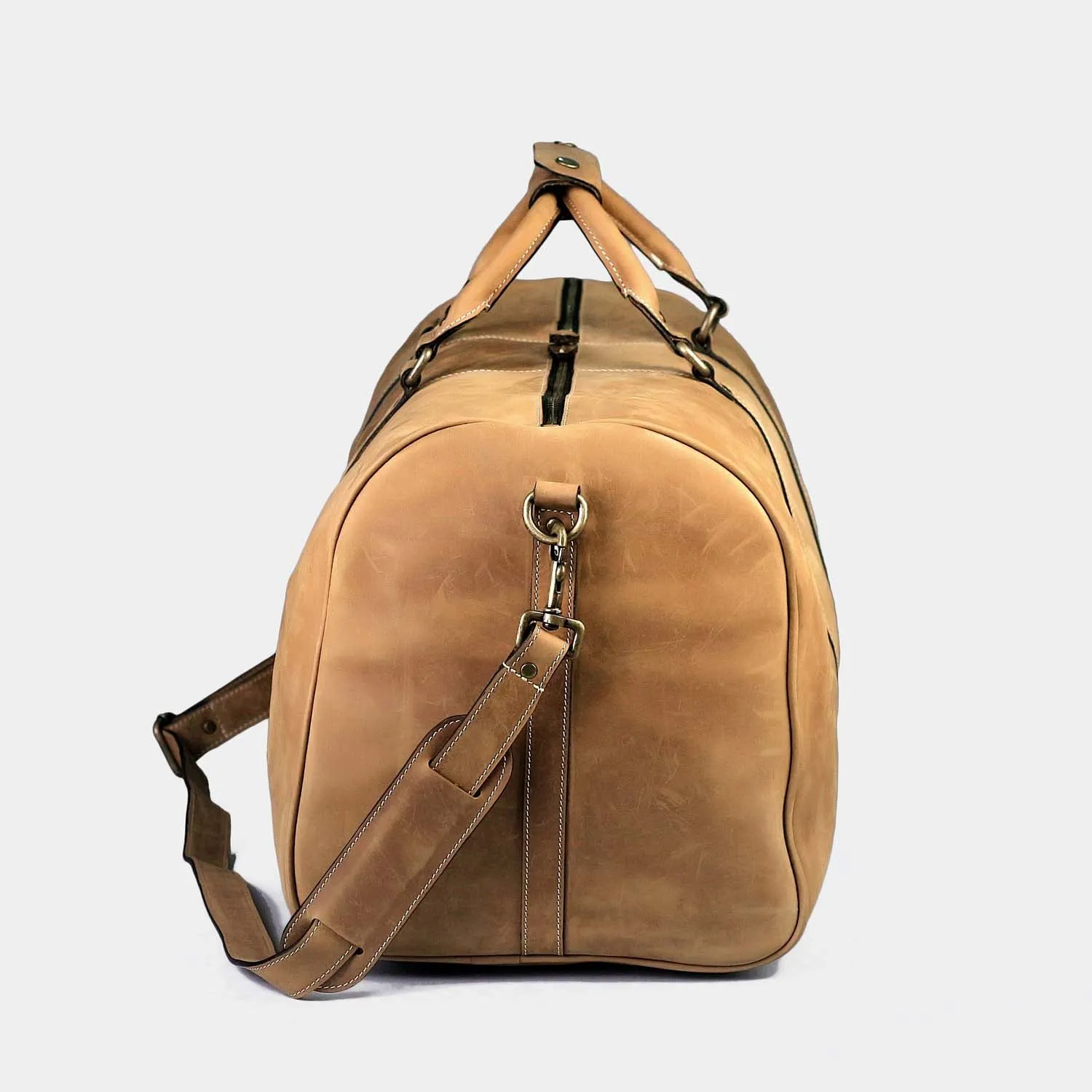 Gokina Tan Leather Duffle Bag