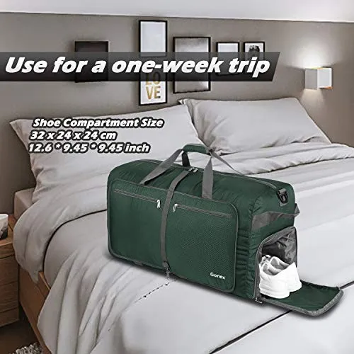 Gonex 100L Foldable Travel Duffel Bag for Luggage Gym Sports, Lightweight Travel Bag with Big Capacity, Water Repellent (Dark green)