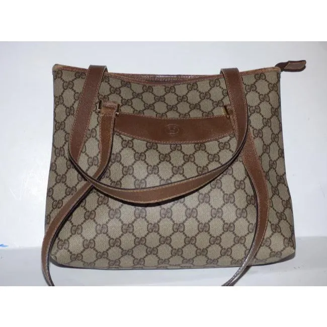 Gucci Gg Supreme Bag Canvasleather Brown Guccissima Print Coated Canvasleather Tote