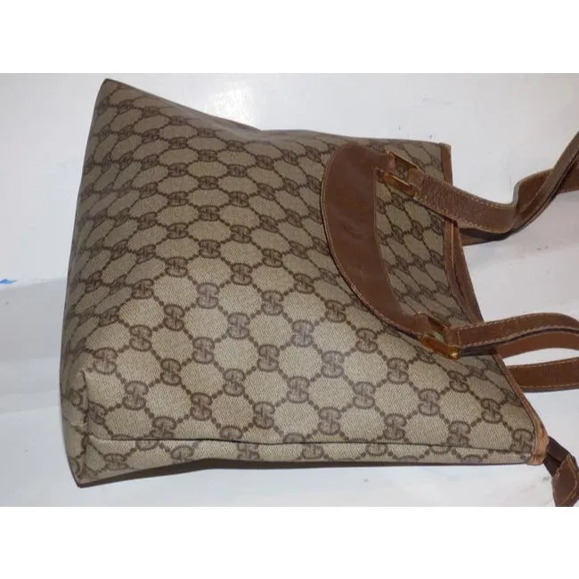 Gucci Gg Supreme Bag Canvasleather Brown Guccissima Print Coated Canvasleather Tote