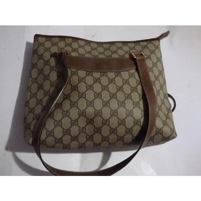 Gucci Gg Supreme Bag Canvasleather Brown Guccissima Print Coated Canvasleather Tote