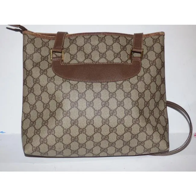 Gucci Gg Supreme Bag Canvasleather Brown Guccissima Print Coated Canvasleather Tote