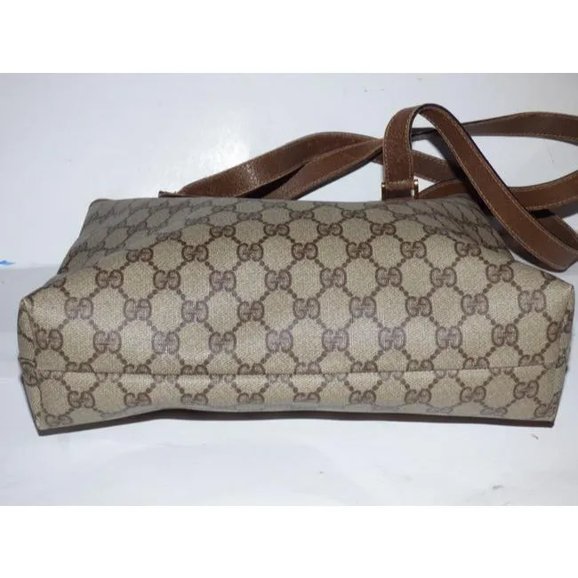 Gucci Gg Supreme Bag Canvasleather Brown Guccissima Print Coated Canvasleather Tote