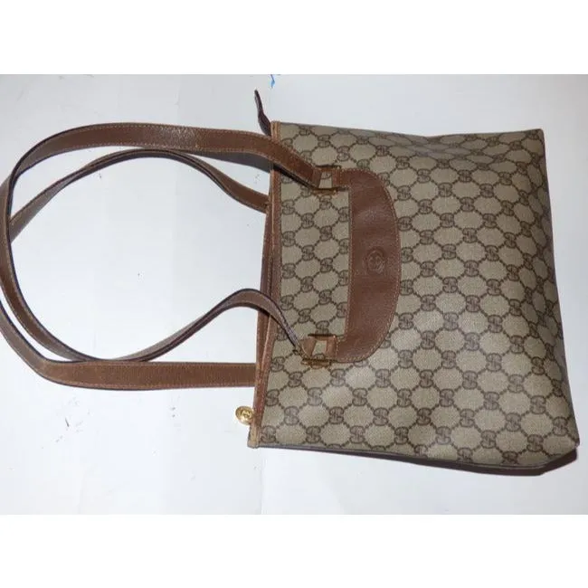 Gucci Gg Supreme Bag Canvasleather Brown Guccissima Print Coated Canvasleather Tote