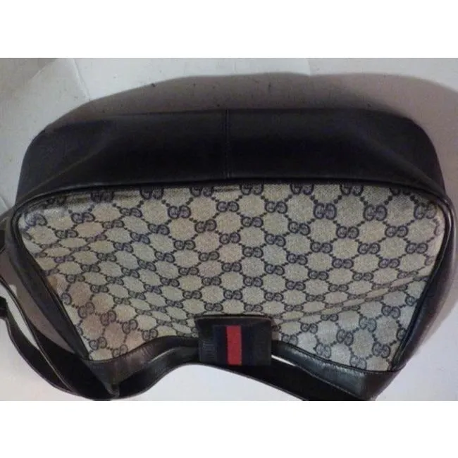 Gucci Ophidia Top Handle Bag Xl W Printleather Sherry Stripe And Gold G Navy Guccissimaredblue Leath