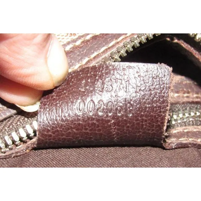 Gucci Snow Glam With Bold Gold Buckle Accent Brown Horsebit Print Canvas And Leather Bag