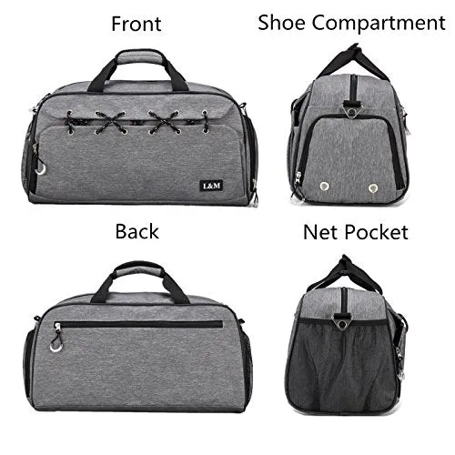 Gym Duffel Bag Sports Travel Tote Bag Overnight for Men and Women with Shoe Compartment, Wet
