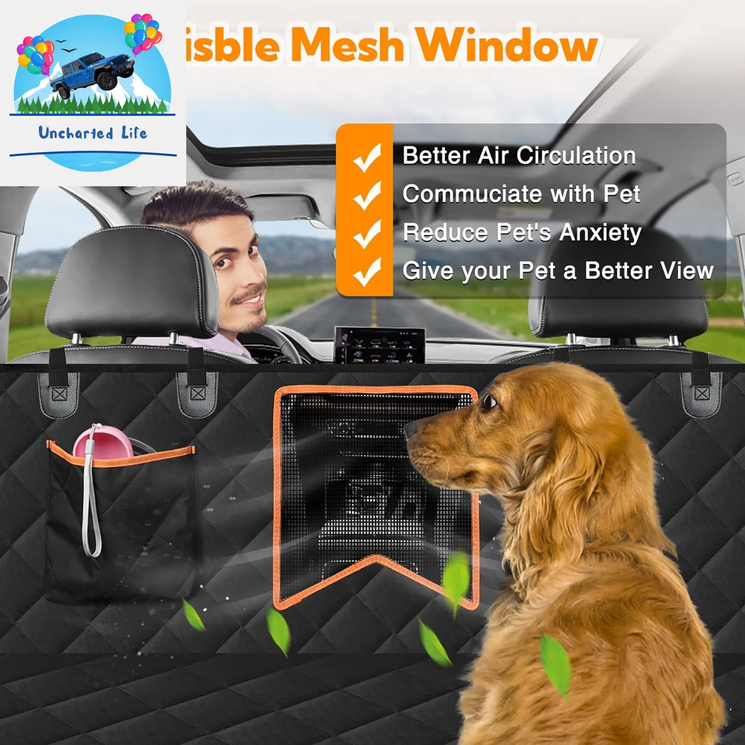 Kytely Dog Car Seat Cover: Waterproof, Anti-Slip, & Hammock Style