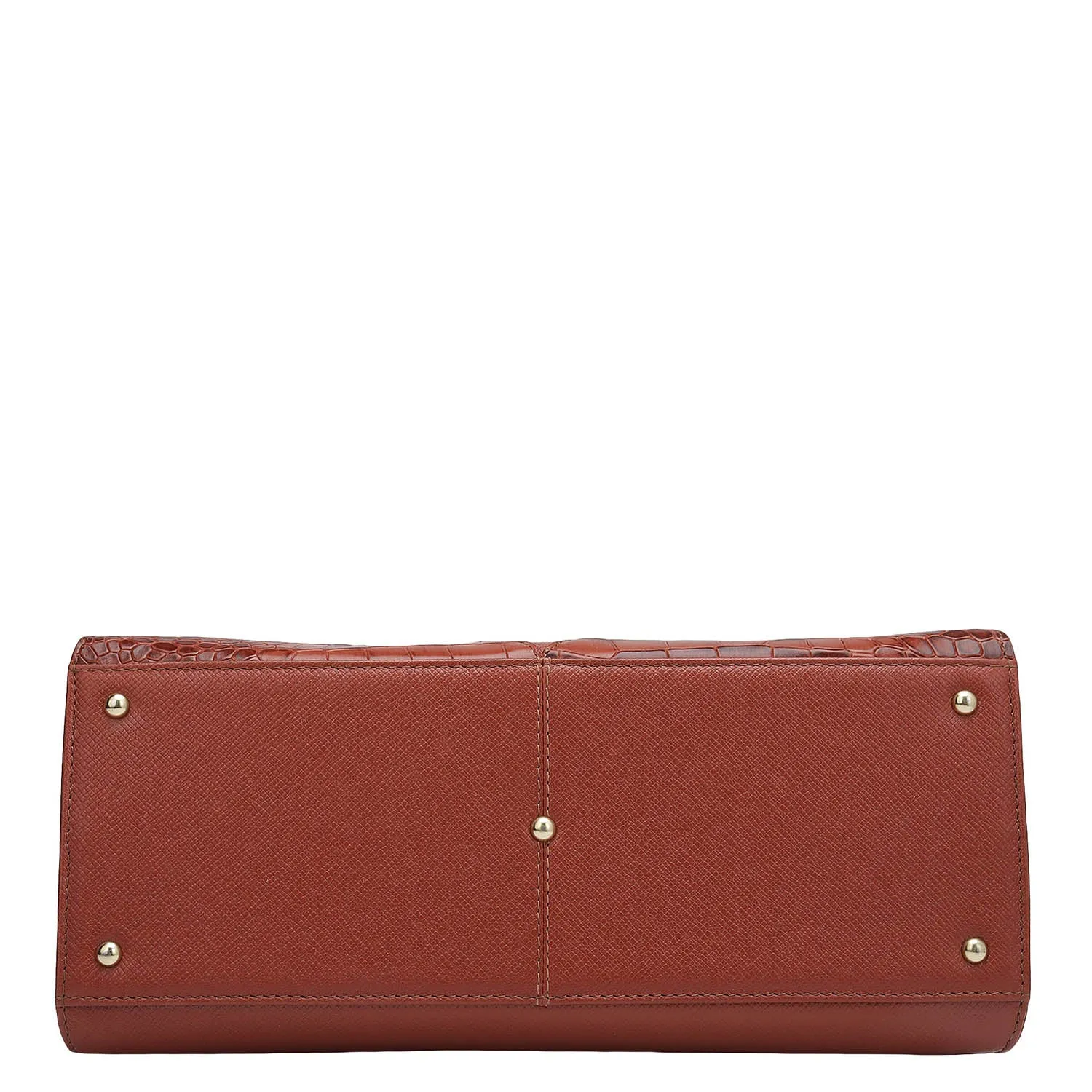 Medium Croco Franzy Leather Satchel - Brick