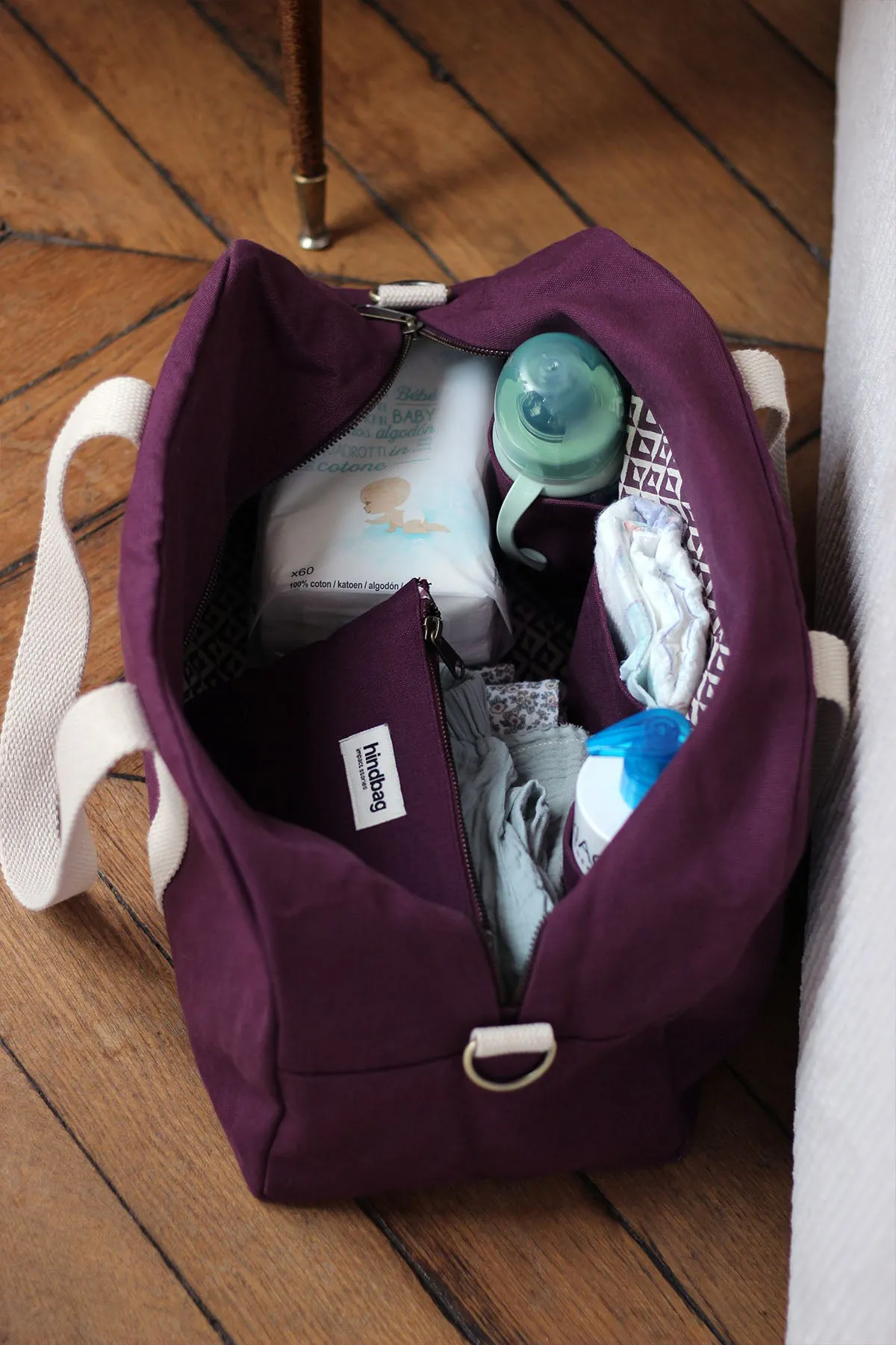 Sac à langer Bleu électrique : Charlie et sa pochette Lou