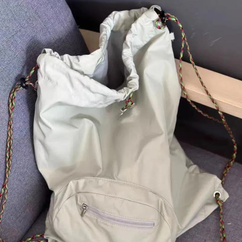 Uakiss Fashion Drawstring Chain Simple Shoulder Bags Y2k Aesthetic Chic Simple Women's Handbags Trendy Casual Office Lady Underarm Bag