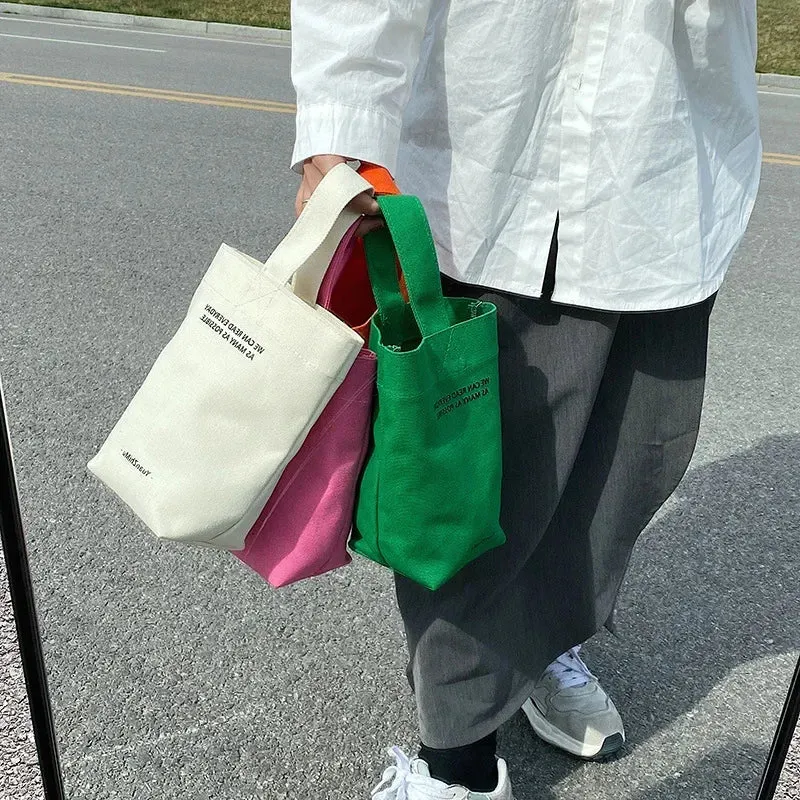 UAKISS  -  Fashion Streetwear Simple Women's Handbags Vintage Casual Letter Design Mini Top-Handle Bags All Match Shopping Canvas Clutches