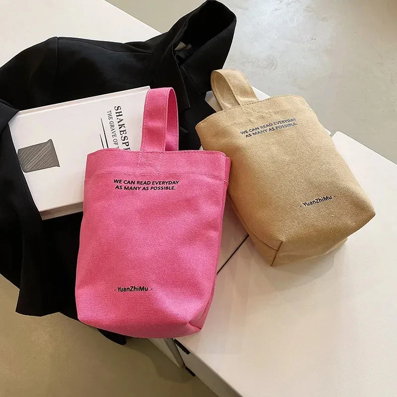 UAKISS  -  Fashion Streetwear Simple Women's Handbags Vintage Casual Letter Design Mini Top-Handle Bags All Match Shopping Canvas Clutches