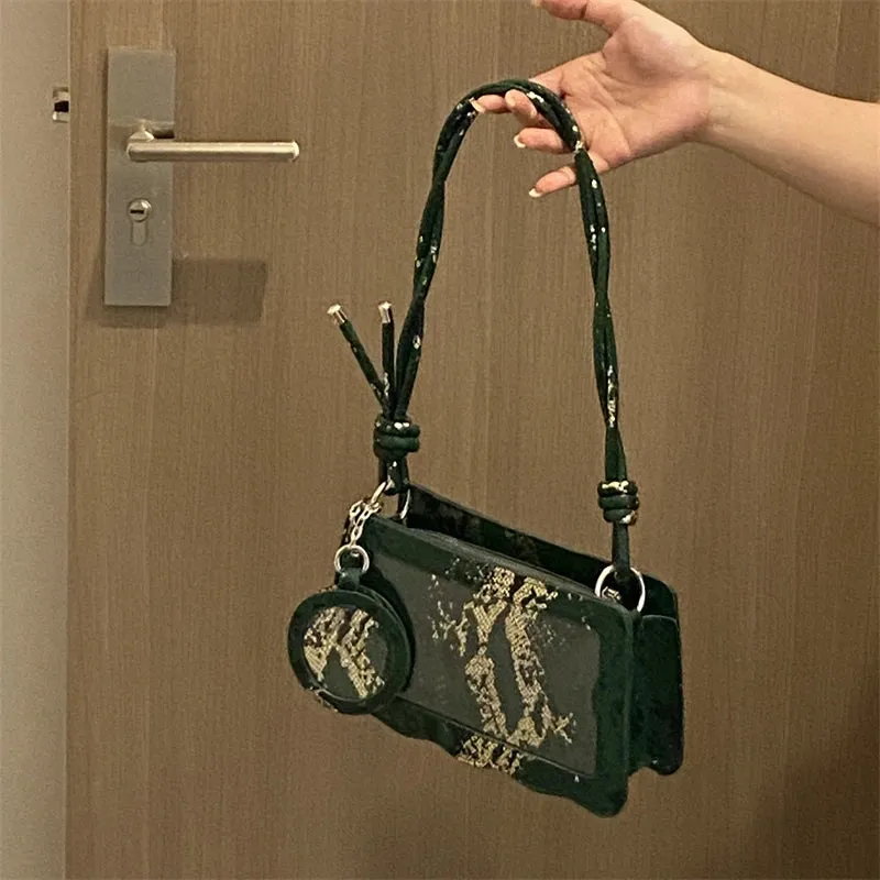 Uakiss Luxury Design Y2k Aesthetic Fashion Ita Bag Vintage Women Transparent Underarm Bags Office Lady All Match Ins Shoulder Handbags