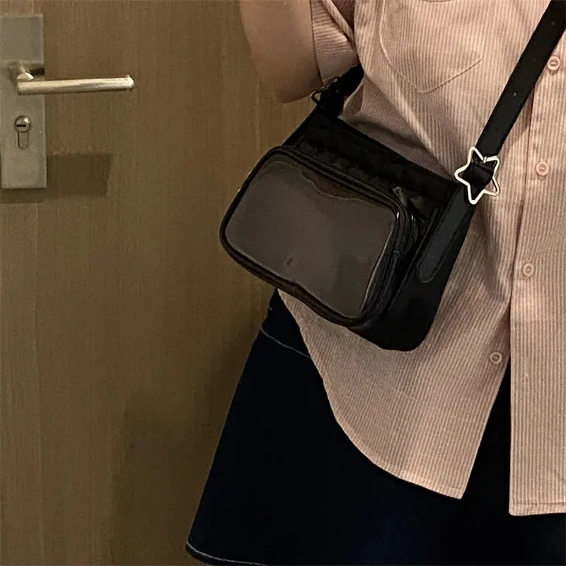 Uakiss Transparent Simple Vintage Star Shoulder Bags Korean Women Y2k Aesthetic All Match Ita Bag Streetwear Casual Handbags Crossbody