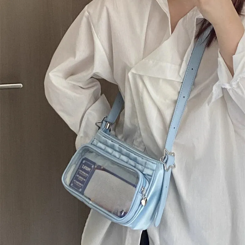 Uakiss Transparent Simple Vintage Star Shoulder Bags Korean Women Y2k Aesthetic All Match Ita Bag Streetwear Casual Handbags Crossbody