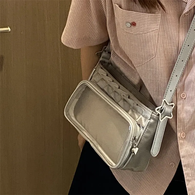 Uakiss Transparent Simple Vintage Star Shoulder Bags Korean Women Y2k Aesthetic All Match Ita Bag Streetwear Casual Handbags Crossbody