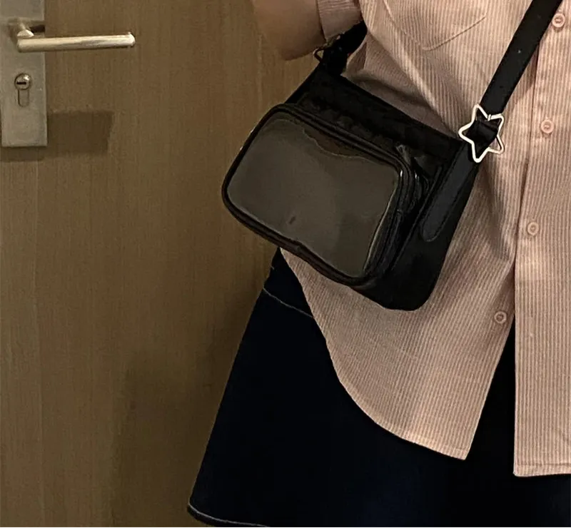 Uakiss Transparent Simple Vintage Star Shoulder Bags Korean Women Y2k Aesthetic All Match Ita Bag Streetwear Casual Handbags Crossbody