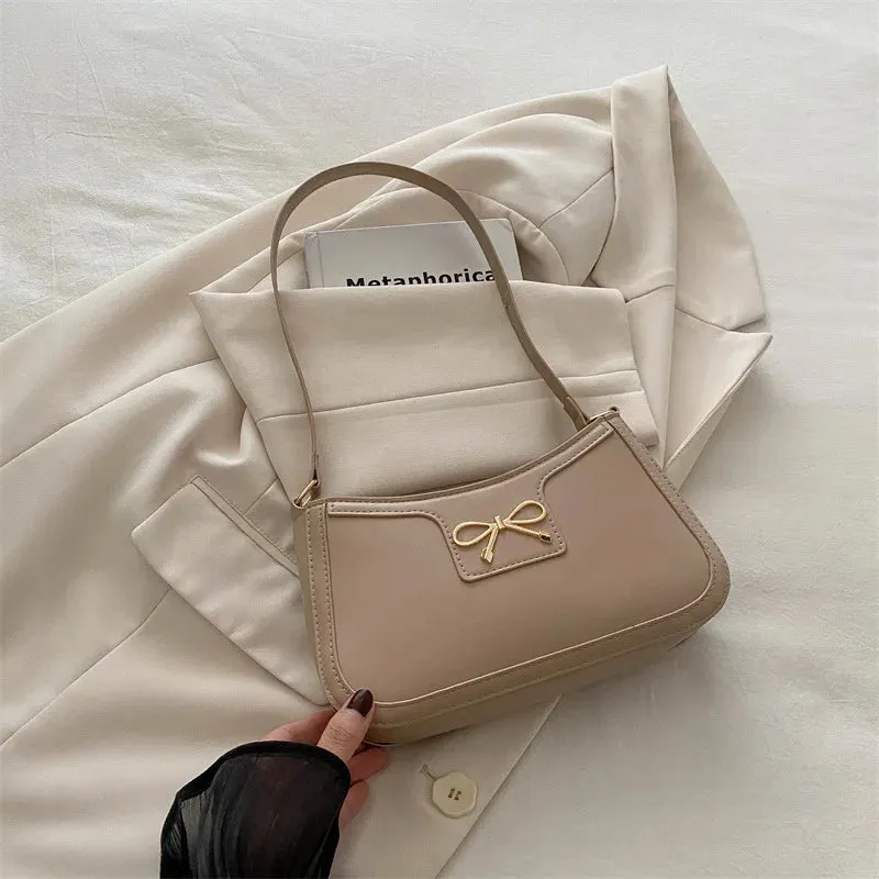 Uakiss Y2k Aesthetic All Match Casual Women's Handbags Vintage Elegant Bow Underarm Bag Korean Office Lady Underarm Bag Luxury Design