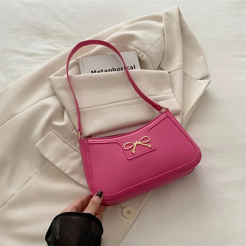 Uakiss Y2k Aesthetic All Match Casual Women's Handbags Vintage Elegant Bow Underarm Bag Korean Office Lady Underarm Bag Luxury Design