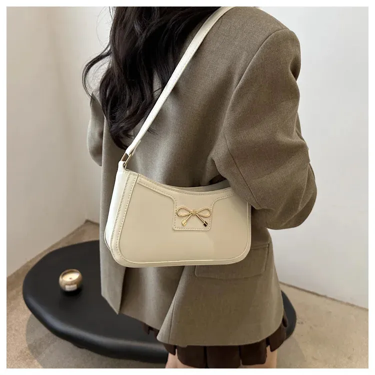 Uakiss Y2k Aesthetic All Match Casual Women's Handbags Vintage Elegant Bow Underarm Bag Korean Office Lady Underarm Bag Luxury Design