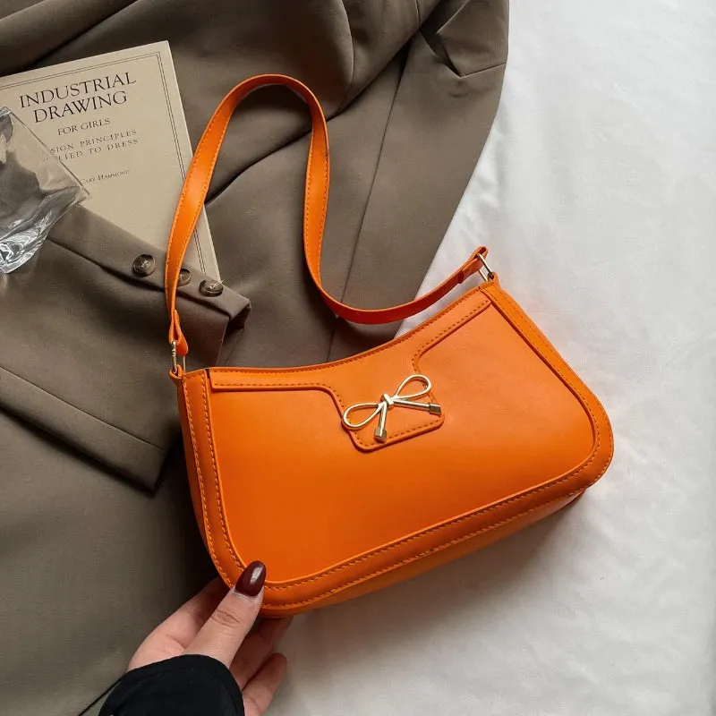 Uakiss Y2k Aesthetic All Match Casual Women's Handbags Vintage Elegant Bow Underarm Bag Korean Office Lady Underarm Bag Luxury Design