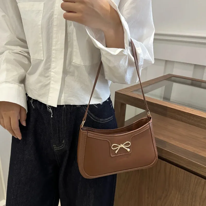 Uakiss Y2k Aesthetic All Match Casual Women's Handbags Vintage Elegant Bow Underarm Bag Korean Office Lady Underarm Bag Luxury Design