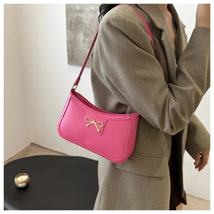 Uakiss Y2k Aesthetic All Match Casual Women's Handbags Vintage Elegant Bow Underarm Bag Korean Office Lady Underarm Bag Luxury Design