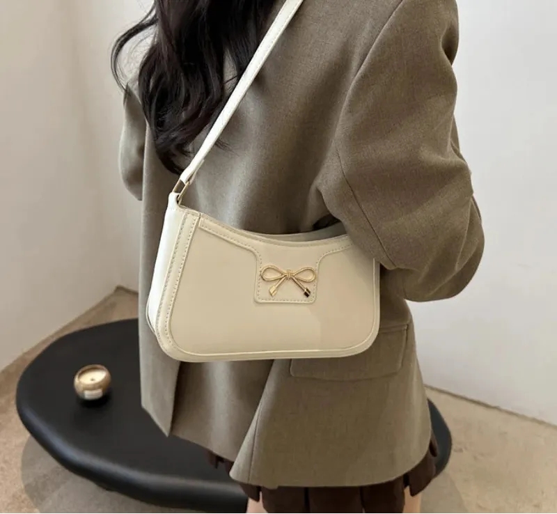Uakiss Y2k Aesthetic All Match Casual Women's Handbags Vintage Elegant Bow Underarm Bag Korean Office Lady Underarm Bag Luxury Design