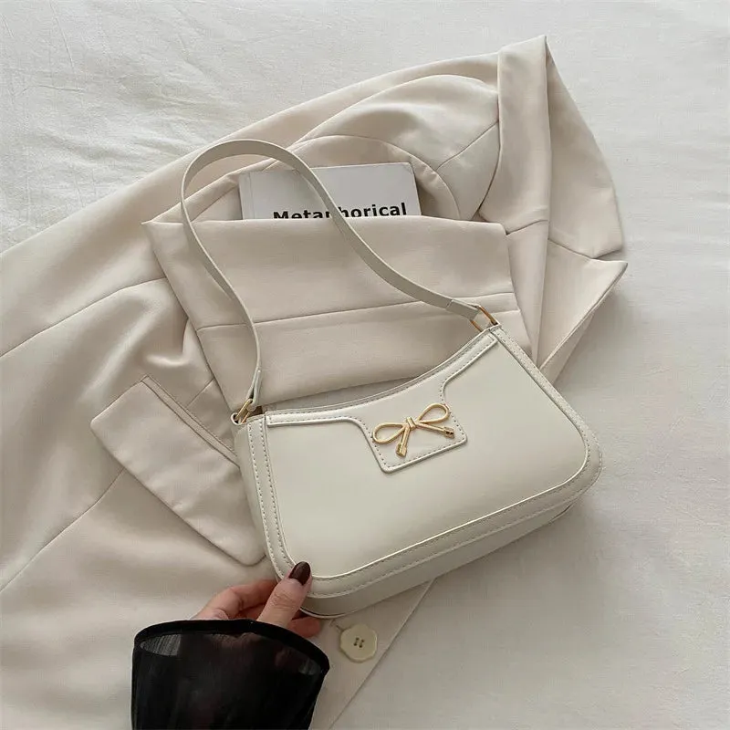 Uakiss Y2k Aesthetic All Match Casual Women's Handbags Vintage Elegant Bow Underarm Bag Korean Office Lady Underarm Bag Luxury Design