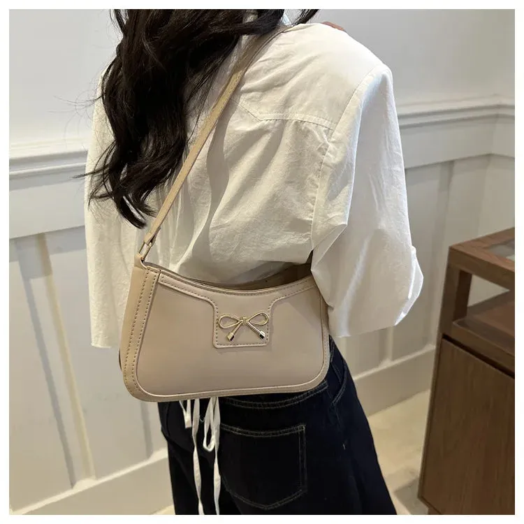 Uakiss Y2k Aesthetic All Match Casual Women's Handbags Vintage Elegant Bow Underarm Bag Korean Office Lady Underarm Bag Luxury Design