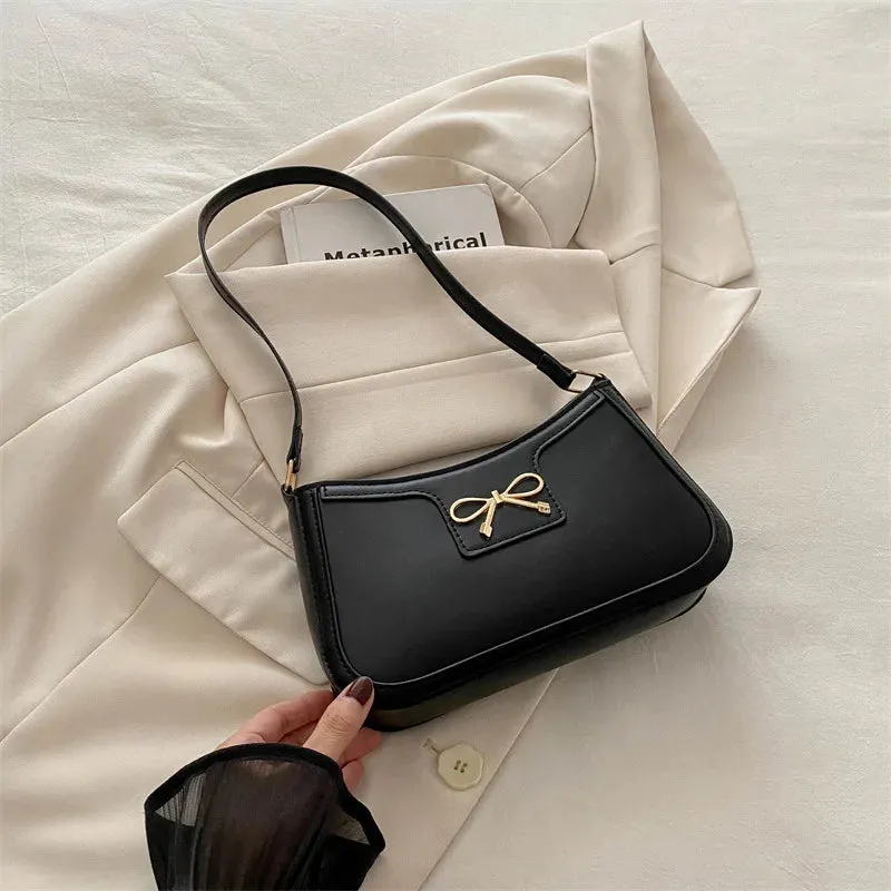 Uakiss Y2k Aesthetic All Match Casual Women's Handbags Vintage Elegant Bow Underarm Bag Korean Office Lady Underarm Bag Luxury Design
