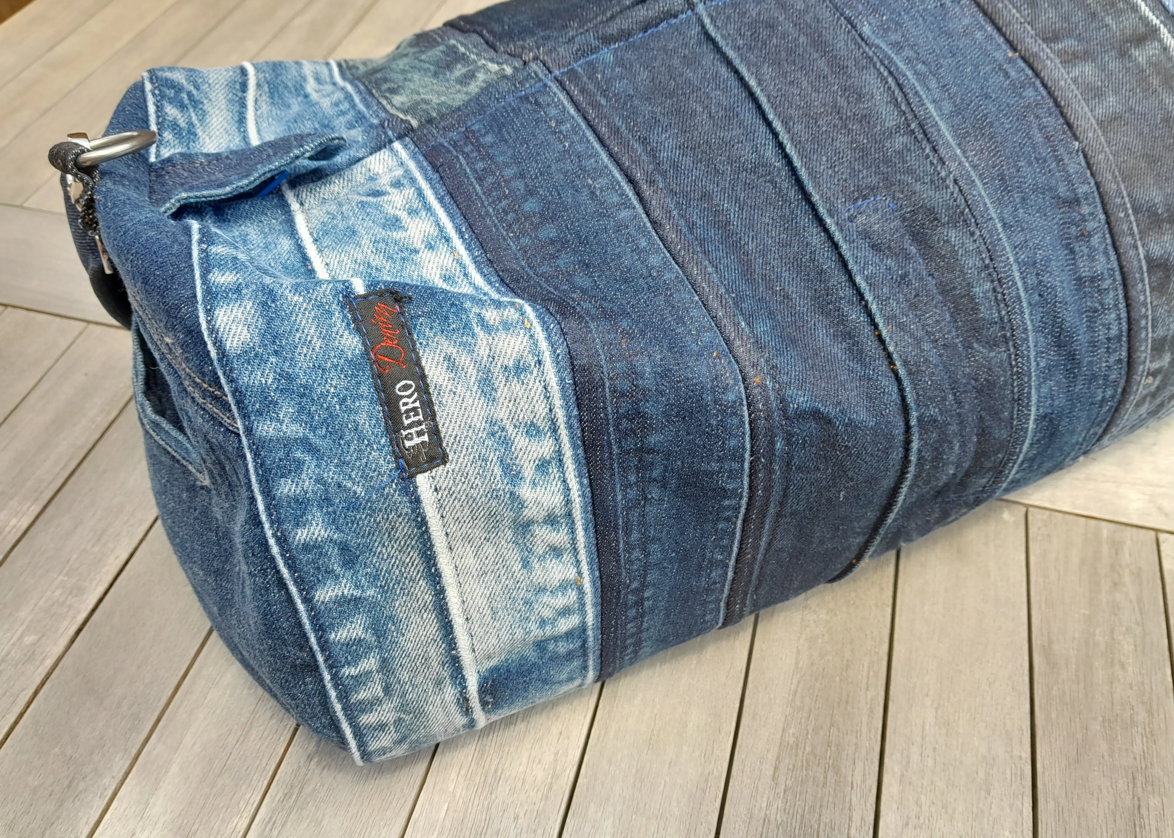 Upcycled Denim Duffel - Overnite or Gym Bag